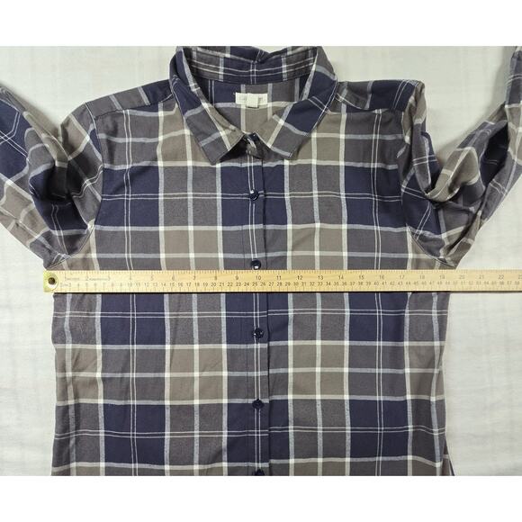 Garnet Hill Women's Organic Cotton Flannel Button Down Slim Fit Shirt Plaid 8 - Picture 4 of 8